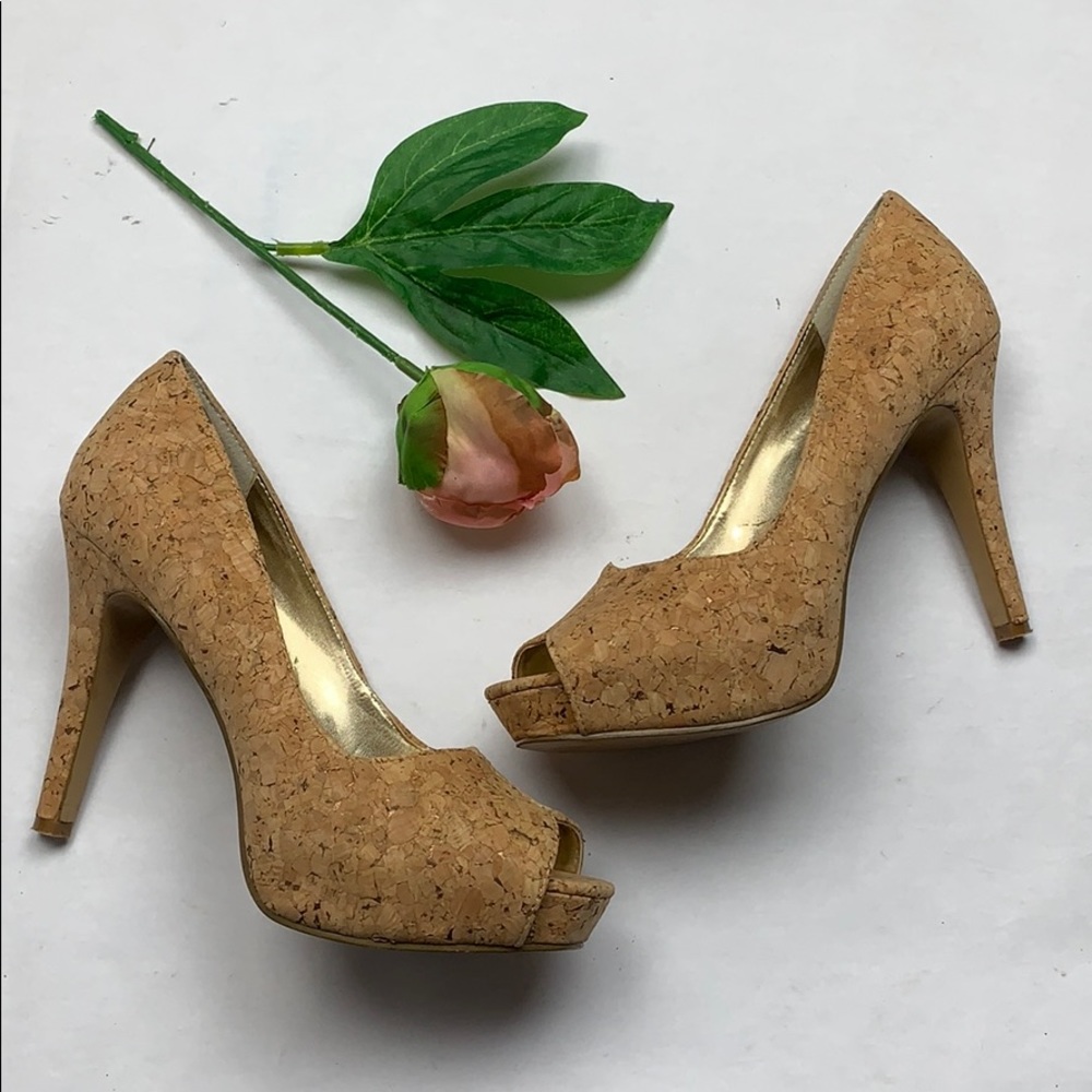 Nine West Tan Cork Heels